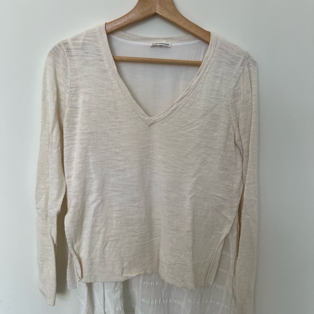 Women's Beige V-Neck Top